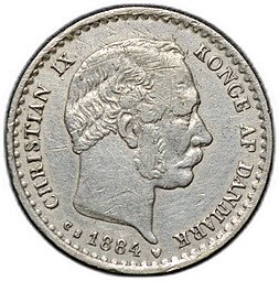 фото для Монета 10 эре 1884 Дания Аверс
