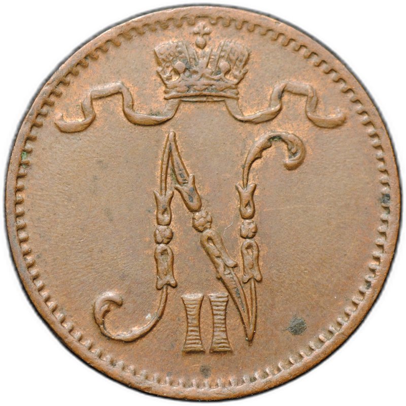 Монета 1 пенни 1913 Русская Финляндия
