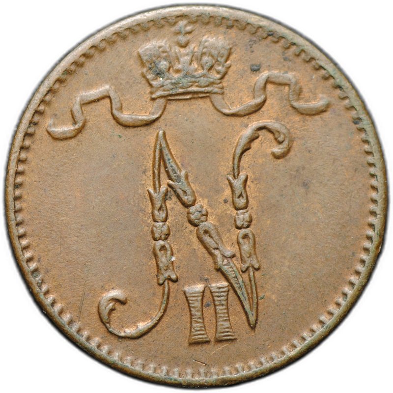 Монета 1 пенни 1913 Русская Финляндия