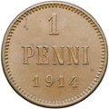 Монета 1 пенни 1914 Русская Финляндия