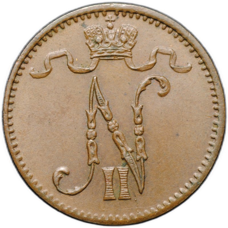 Монета 1 пенни 1914 Русская Финляндия