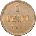 Монета 1 пенни 1914 Русская Финляндия