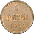 Монета 1 пенни 1914 Русская Финляндия