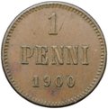 Монета 1 пенни 1900 Русская Финляндия