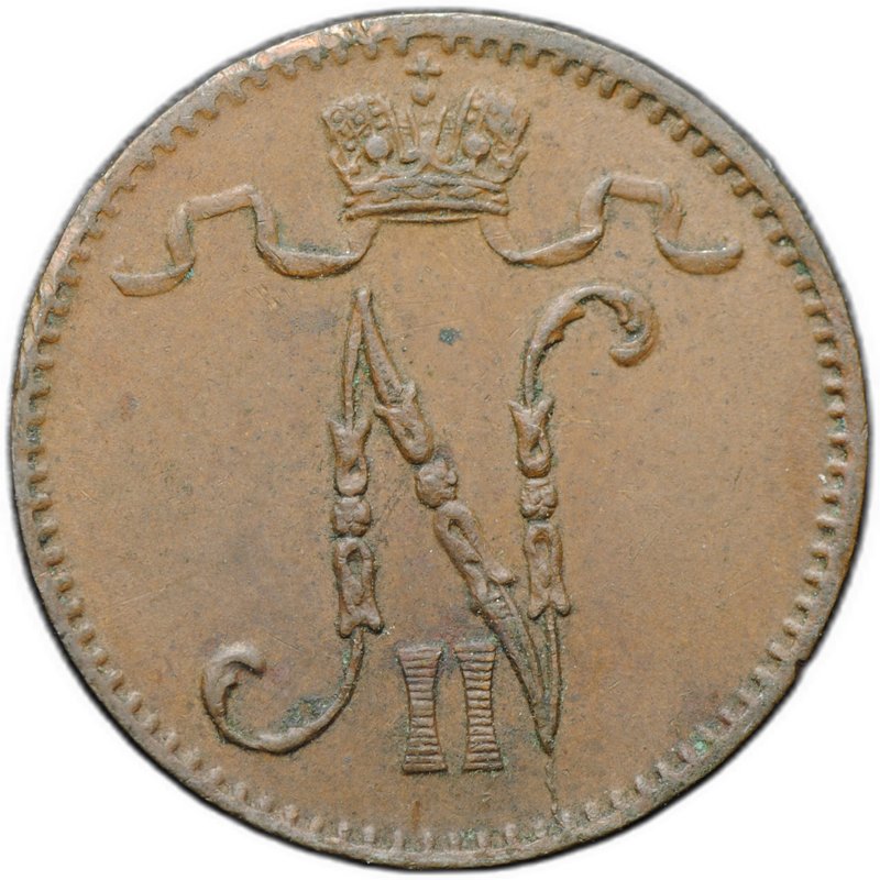 Монета 1 пенни 1900 Русская Финляндия