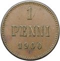 Монета 1 пенни 1900 Русская Финляндия