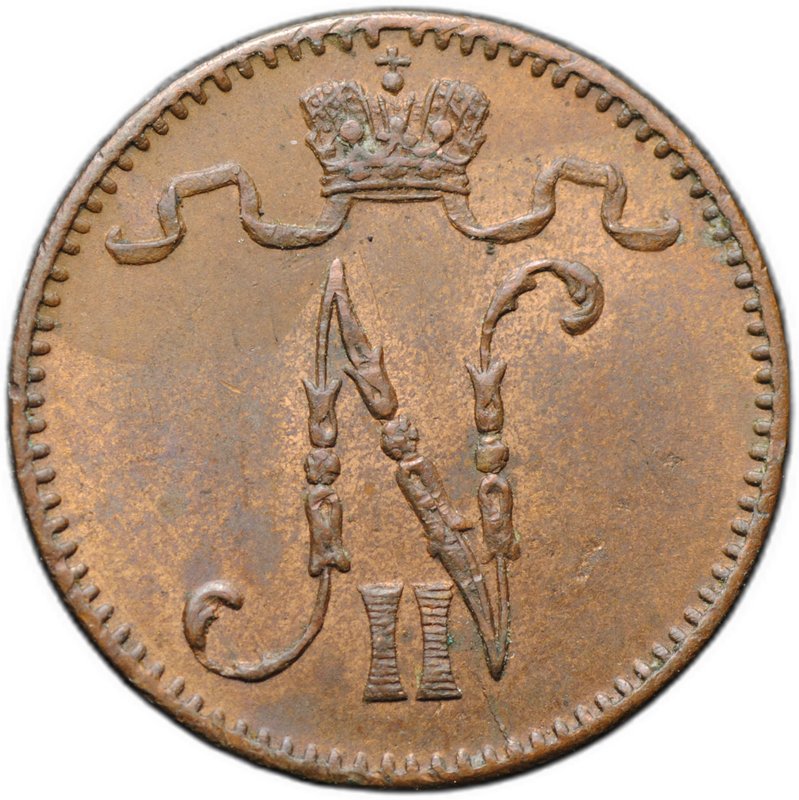 Монета 1 пенни 1911 Русская Финляндия