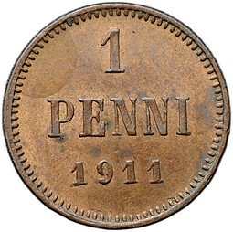 фото для Монета 1 пенни 1911 Русская Финляндия Аверс