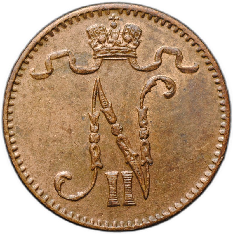 Монета 1 пенни 1911 Русская Финляндия