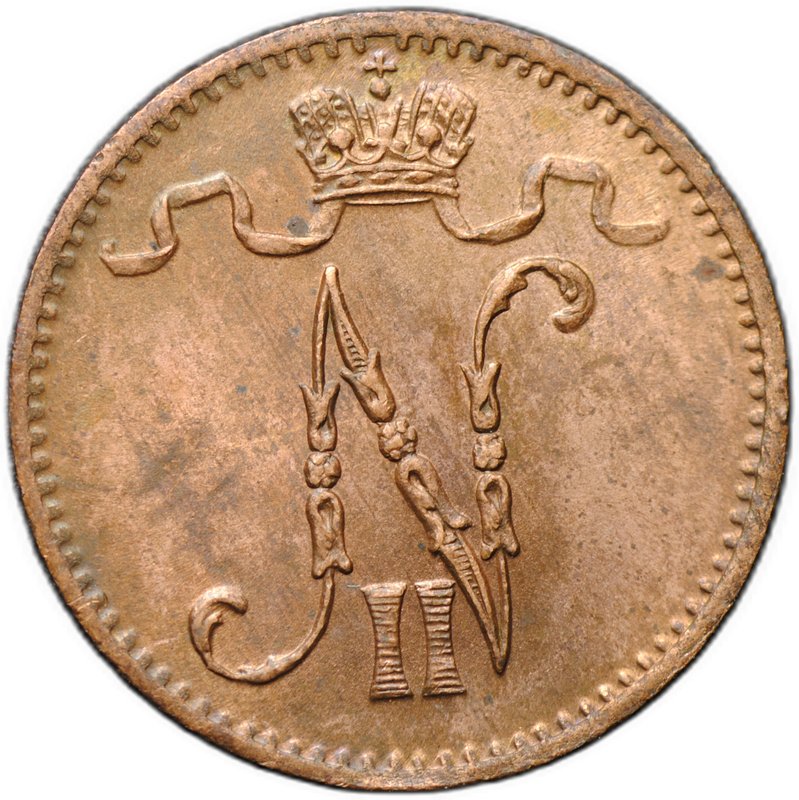 Монета 1 пенни 1911 Русская Финляндия