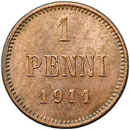 фото для Монета 1 пенни 1911 Русская Финляндия Аверс