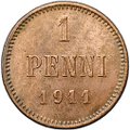 Монета 1 пенни 1911 Русская Финляндия