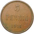 Монета 5 пенни 1911 Русская Финляндия