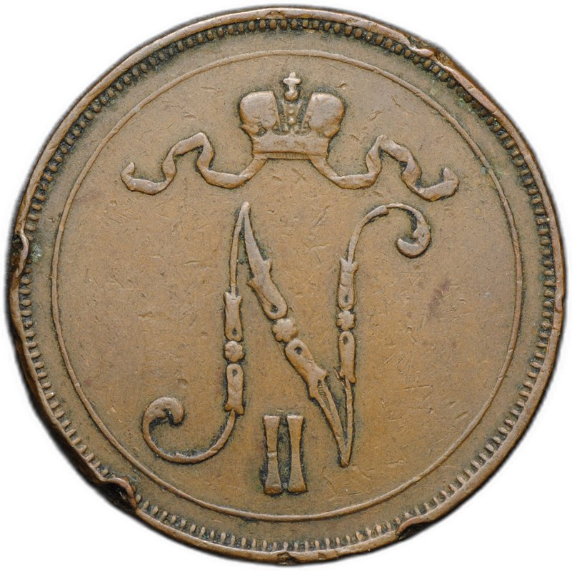 Монета 10 пенни 1907 Русская Финляндия