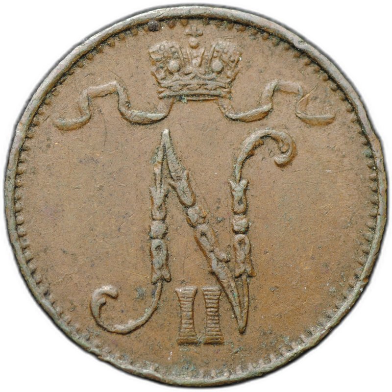 Монета 1 пенни 1906 Русская Финляндия