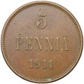 Монета 5 пенни 1911 Русская Финляндия