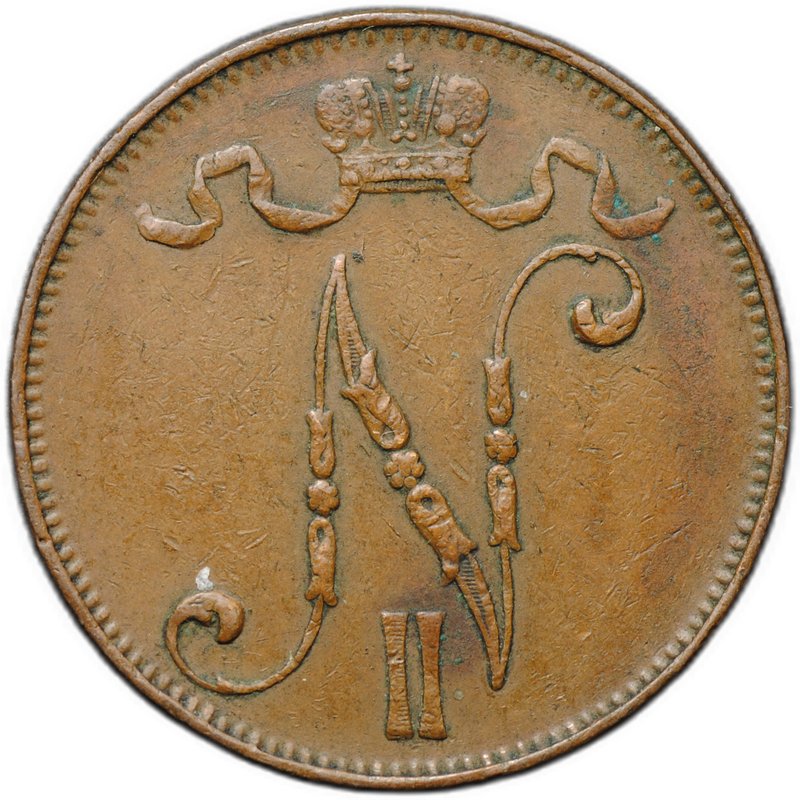 Монета 5 пенни 1911 Русская Финляндия