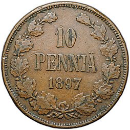 фото для Монета 10 пенни 1897 Русская Финляндия Аверс