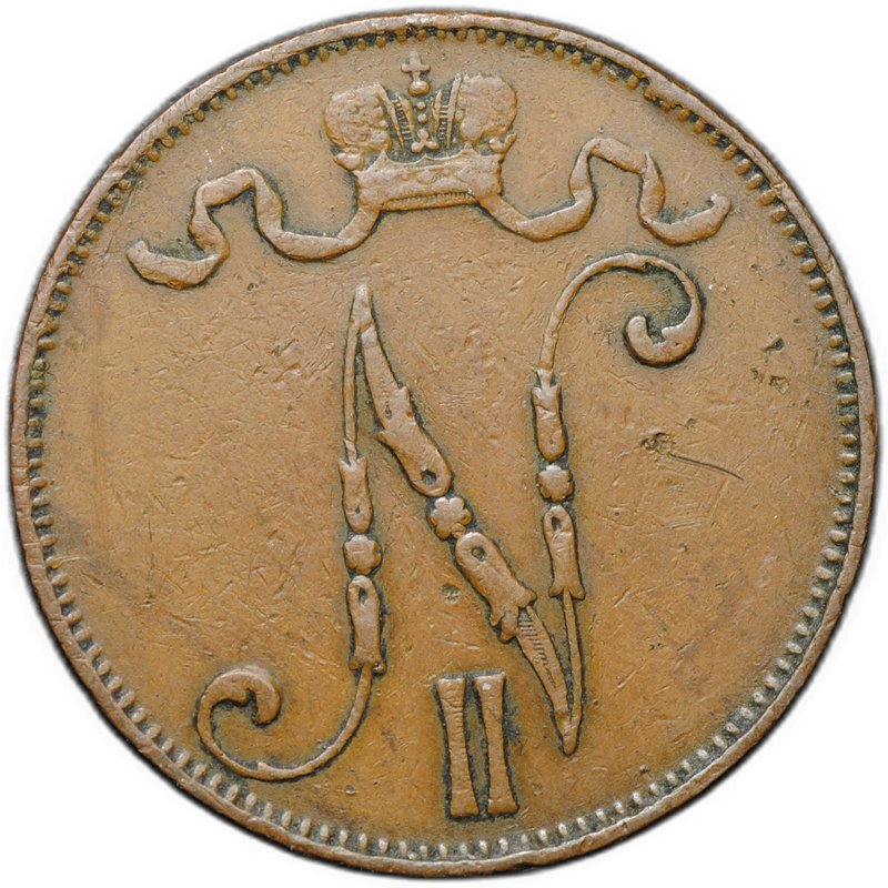 Монета 5 пенни 1906 Русская Финляндия