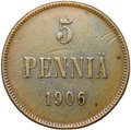 Монета 5 пенни 1906 Русская Финляндия