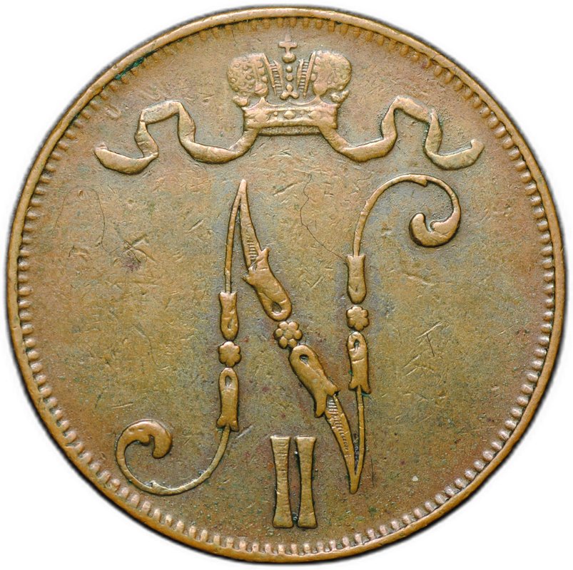 Монета 5 пенни 1906 Русская Финляндия