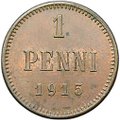 Монета 1 Пенни 1915 Русская Финляндия