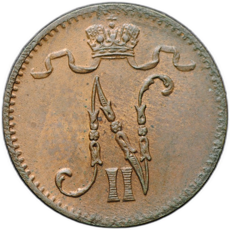 Монета 1 Пенни 1915 Русская Финляндия
