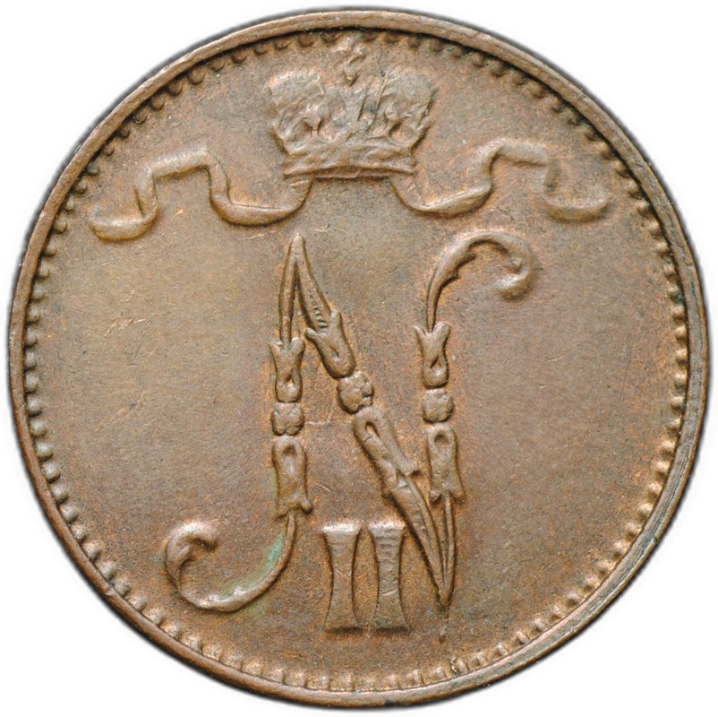 Монета 1 Пенни 1915 Русская Финляндия