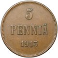 Монета 5 пенни 1913 Русская Финляндия