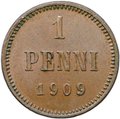 Монета 1 пенни 1909 Русская Финляндия