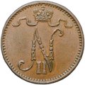 Монета 1 пенни 1909 Русская Финляндия