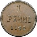 Монета 1 пенни 1900 Русская Финляндия