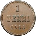 Монета 1 пенни 1900 Русская Финляндия