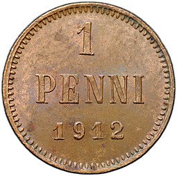 фото для Монета 1 пенни 1912 Русская Финляндия Аверс