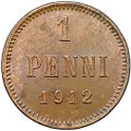 Монета 1 пенни 1912 Русская Финляндия