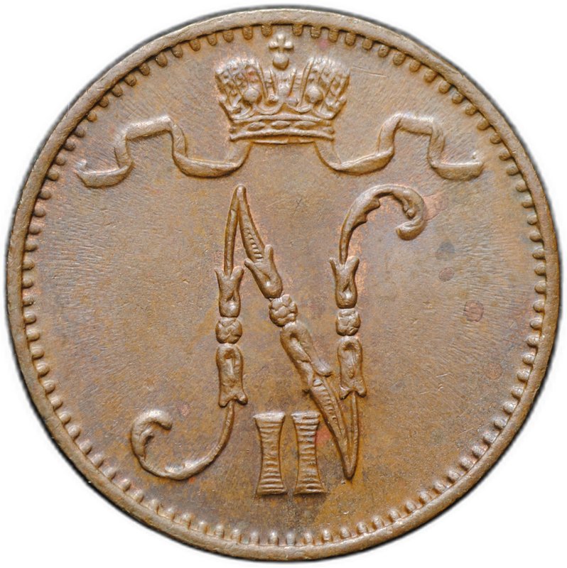 Монета 1 пенни 1914 Русская Финляндия