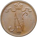 Монета 1 пенни 1914 Русская Финляндия