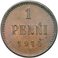 Монета 1 пенни 1914 Русская Финляндия
