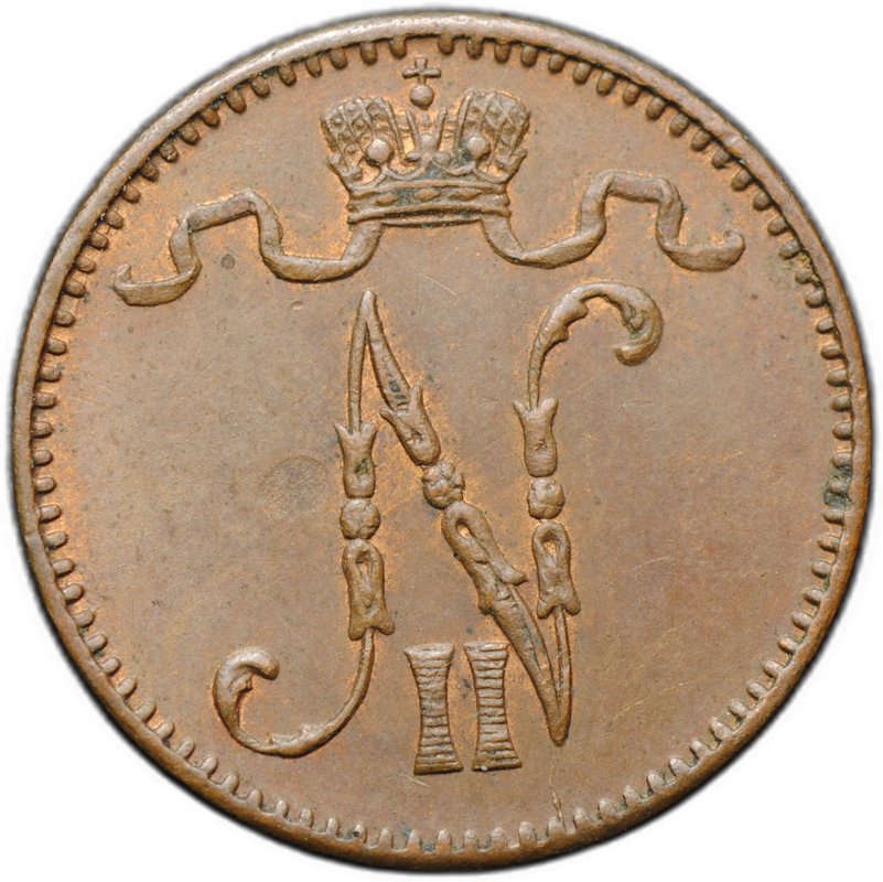 Монета 1 пенни 1912 Русская Финляндия