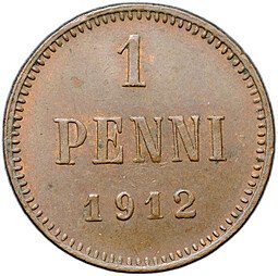 фото для Монета 1 пенни 1912 Русская Финляндия Аверс