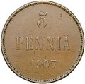 Монета 5 пенни 1907 Русская Финляндия