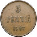 Монета 5 пенни 1907 Русская Финляндия