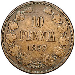 фото для Монета 10 пенни 1897 Русская Финляндия Аверс