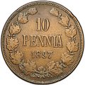 Монета 10 пенни 1897 Русская Финляндия
