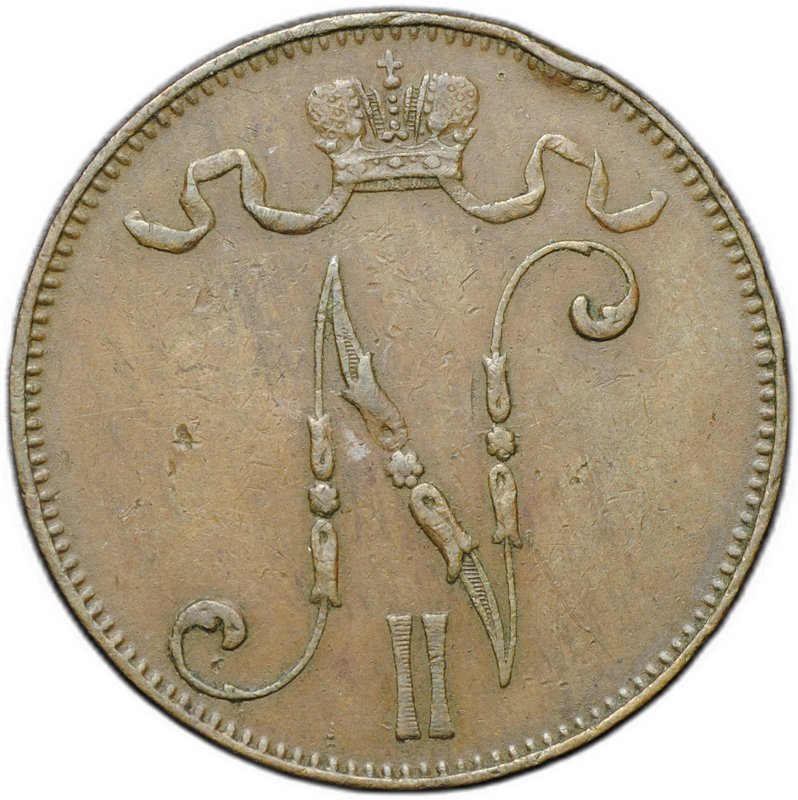 Монета 5 пенни 1906 Русская Финляндия