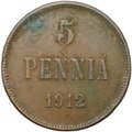 Монета 5 пенни 1912 Русская Финляндия