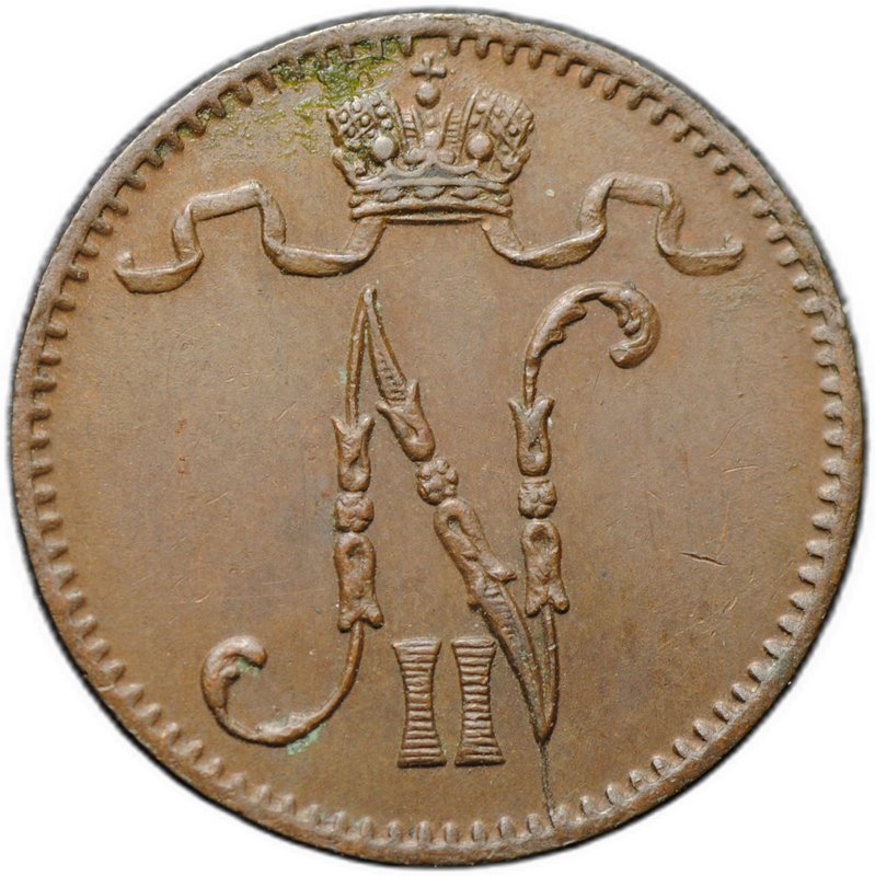 Монета 1 пенни 1901 Русская Финляндия