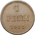 Монета 1 пенни 1901 Русская Финляндия
