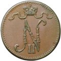 Монета 1 пенни 1901 Русская Финляндия