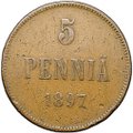 Монета 5 пенни 1897 Русская Финляндия